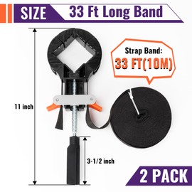 Mxclimate Woodworking Strap Clamps, 2 pack 33ft Quick Release Band Clamp with 4 Corner Claws | Adjustable Picture Frame Clamp Tool for Picture Frame, Cabinets, Birdhouse, Barrels.