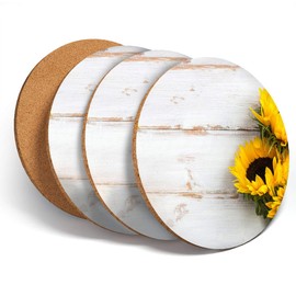 4 Set - Sunflower Pretty Yellow Flowers - Coasters Kitchen Drinks Coaster #14826