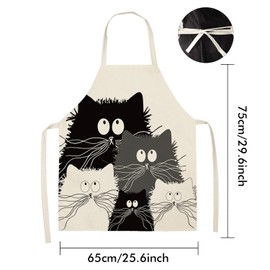 Unisex Apron Cute Cat Cartoon Apron for Women Men Working Apron for Cooking Baking Extra Long Tie Kitchen Apron,11
