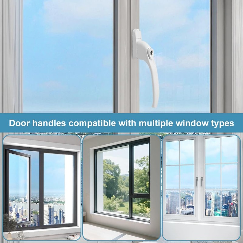 Munsesi Universal Inline Window Handle, Lockable, Ambidextrous, Multi-Spindle, White with