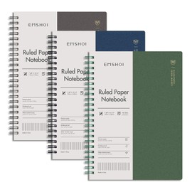 EMSHOI Spiral College Ruled Notebook 3 Pack, 480 Pages B5 Lined Paper Journal, with 100GSM Thick Paper, Free Sticky Notes, Waterproof PVC Cover, 7.48" x 10.15" Subject Notebooks for Work School Gifts
