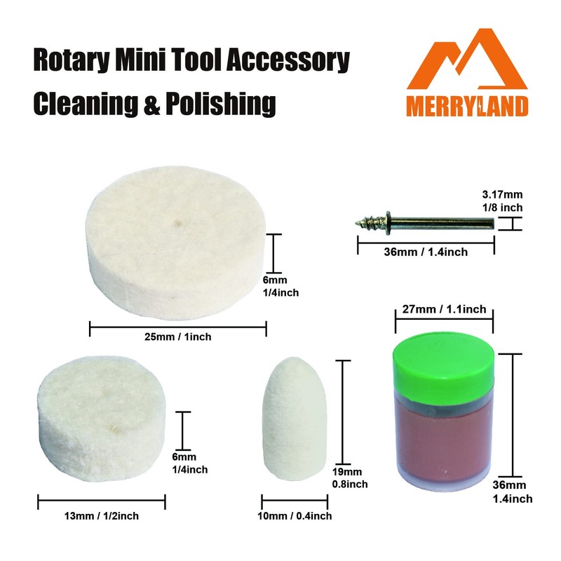 Merryland Flet Polishing Wheel for Dremel 145pcs, Polishing Pad Buffing