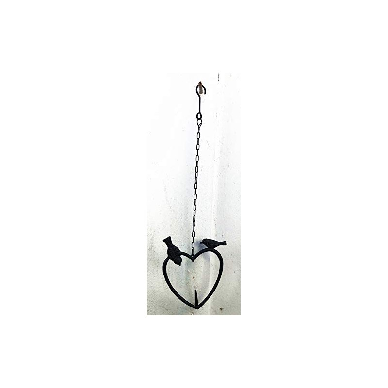Spring life Cast Iron Heart Shape Wild Bird Hanging Fruit