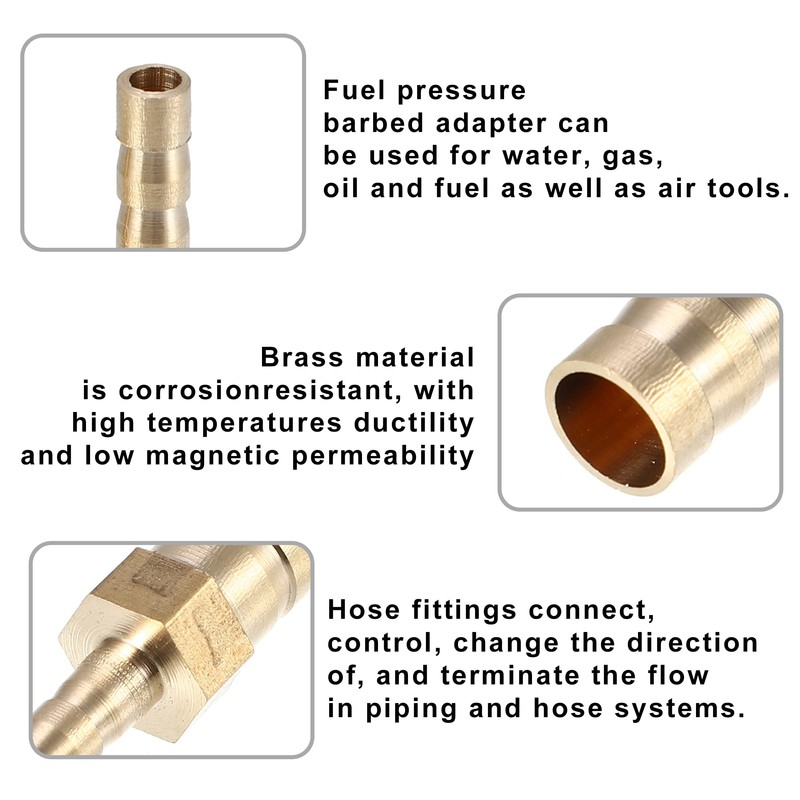 X AUTOHAUX 2 Pcs 8mm-4mm Straight Shaped Hose Barb Brass