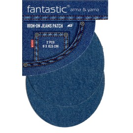 2-Pack Indigo Blue Iron-On Denim Patches for Jeans – Oval Knee and Elbow Repair Patches for Jackets, Pants, and Shirts – Durable No-Sew Fabric Fix