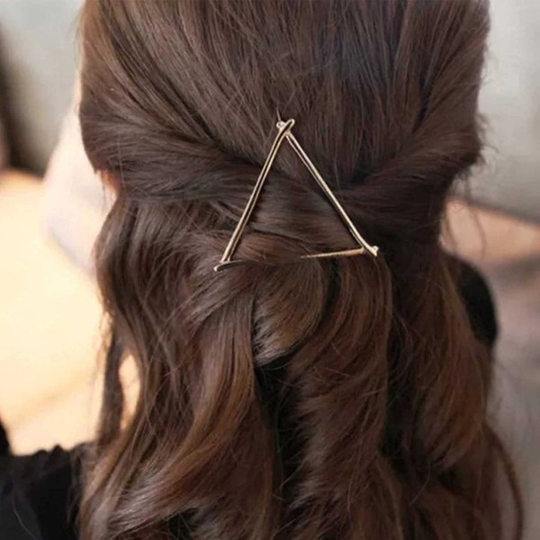 Yheakne Barrette à cheveux bohème triangulaire dorée en métal - Accessoire de cheveux moderne pour femmes et filles (triangle doré)