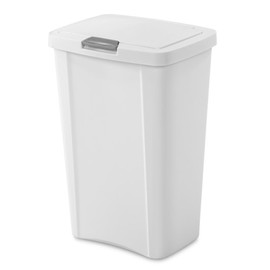 Sterilite 13 Gallon TouchTop Wastebasket Trash Can Garbage Recycle Bin with Titanium Latch for Kitchen, Garage, Basement, or Office, White (12 Pack)
