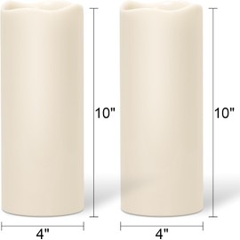 Large Solar Powered Candles, Outdoor Rechargeable Flameless Candles, Waterproof LED Light Candles Flickering for Lantern Garden Camping Patio Home Decor Dusk to Dawn 2 PCS 4" x10"