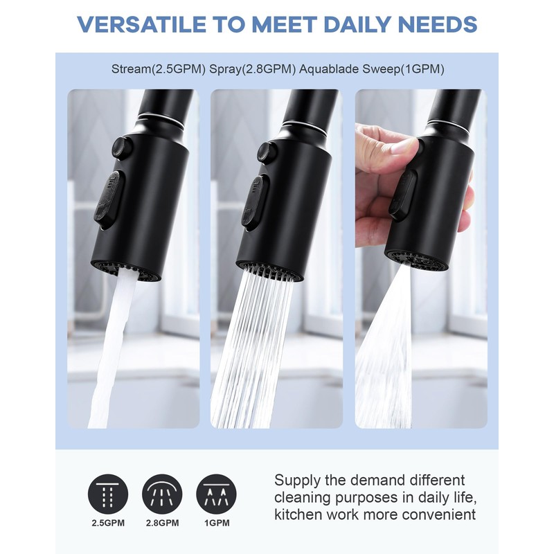 [New Upgrade] iVIGA Pull Down Faucet Sprayer Head Replacement, Stainless