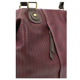 CHALA Laser Cut Crossbody Shoulder bag Tote Bag Faux Leather Plum (Sunflower)