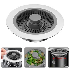 3 in 1 kitchen sink drain strainer and Stopper Combo Stainless Steel Pop Up Kitchen Sink Stopper, sink bounce core drain strainer for Standard 3-1/2 Inch Drain