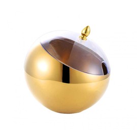 Mozacona Gold Stainless Steel Spherical Sugar Bowl Seasoning Jar Mints Holder Bowl with Roll Top