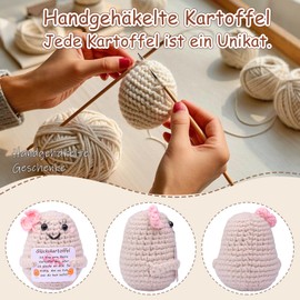 Mwmoeen Funny Positive Potato Pocket Hug, Creative Knitting Wool Potato with Mini Positive Energy Card, Best Friend Small Gifts for Women (K1