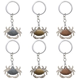 Honbay 6PCS Alloy Crab Keychains Fashion Animal Crab Key Rings Decorative Backpack Keyfob for Bag Purse Wallet Cellphone or Car Pendant (3 Color)