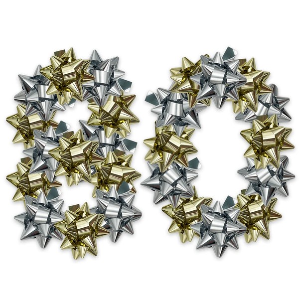 Kissymix 5cm Medium Metallic Bows Set of 80 Gold &