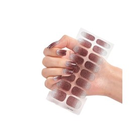 Generic 16Pcs Glitter Gradient Pure Color Full Nail Wraps Nail Polish Sticker Thick Cs050 Nail Wraps Stickers Manicure Supplies for Women Nails Full Long Lasting Easy Apply and Remove