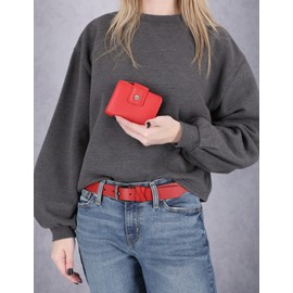 Timberland Women's Leather RFID Small Indexer Wallet Billfold, Red, One Size