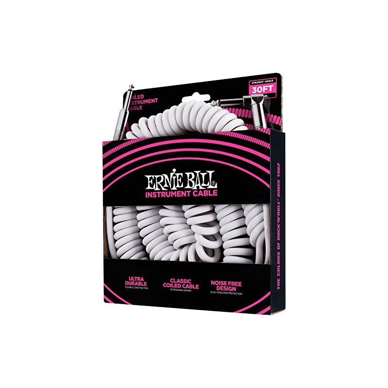 Ernie Ball - Cable en espiral para instrumentos, recto/acodado, 9,1