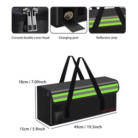 Lipo Battery Safe Bag Large Capatity Fireproof Bag for Ebike Lipo Battery Other Batteries Storage Charging Transport, Home Office Travel Safe Storage Pouch (490 * 150 * 180mm)