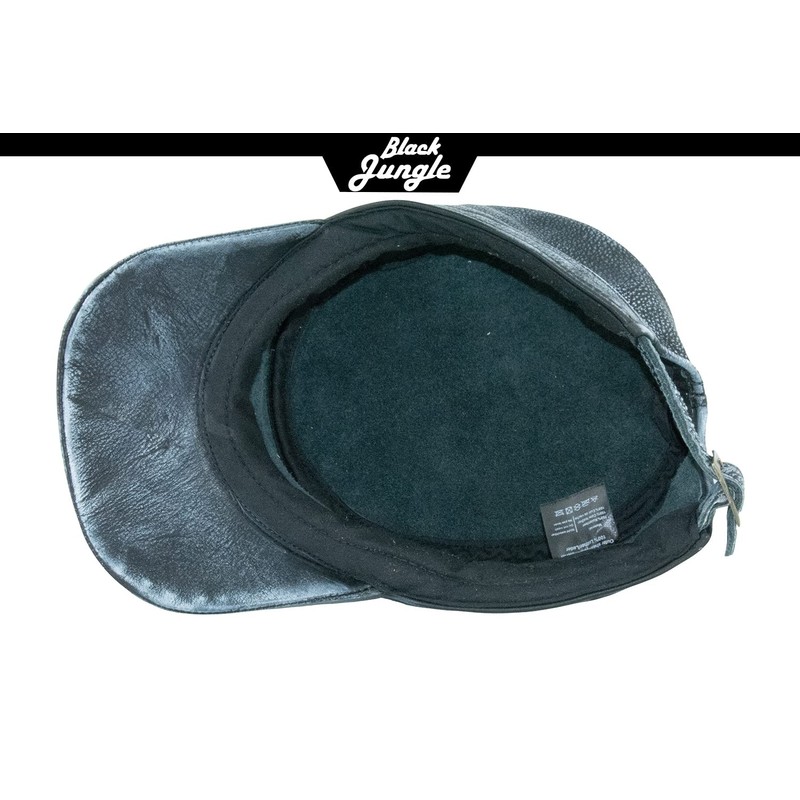 Black Jungle Castro Army Leather Cap Military Cap Biker Cap