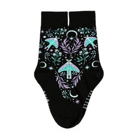 Restyle Moon Glow Socks Magic Fairy Moth Unisex Wicca Jacquard, black