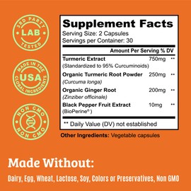 Turmeric Curcumin with Black Pepper. Turmeric and Ginger Supplement. 15X High Potency & Absorption Turmeric Capsules. Turmeric Curcumin Supplements 1000mg. Curcuma Capsules. Joint Support, 60 Pills.