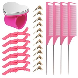Juego De 23 Herramientas Para Separar El Cabello, Pinzas Magnéticas Para La Muñeca Para Trenzar, Pinzas Para Seccionar, Peines De Cola De Rata Y Anillos Para Separar El Cabello.