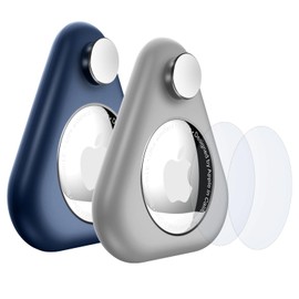 Airtag Holder for Kids Hidden,2PCS GPS Tracker Case, Anti-Removal Airtag ABS Case with Pins, Suitable for Children, Elderly, Pets, Backpack, Luggage（Gray,Navy Blue