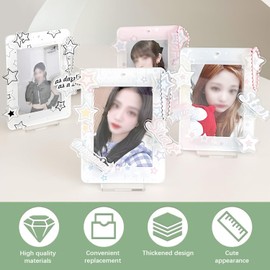 WAYUTO 4PCS Tabletop Photocard Holder 3 Inch Acrylic Kpop Display Frame with Detachable Base DIY Standing Picture Frame for Pop Music Lovers