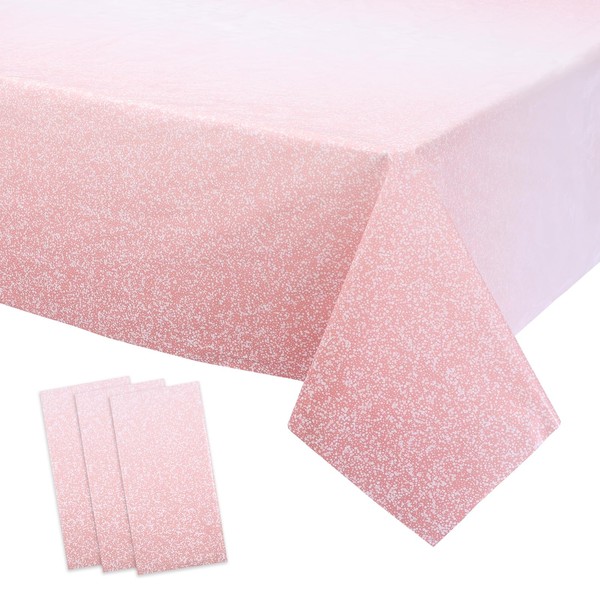 Kesfey 3 Packs Ombre Rose Gold Tablecloth 54 x 108