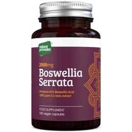 PURE High Strength Boswellia Serrata capsules 5:1 Extract 2000mg | 180 Vegan Caps - 6 Months supply | 65% Standardised Boswellic Acid, Indian Frankincense | Anti Inflammatory Joint Care | UK made
