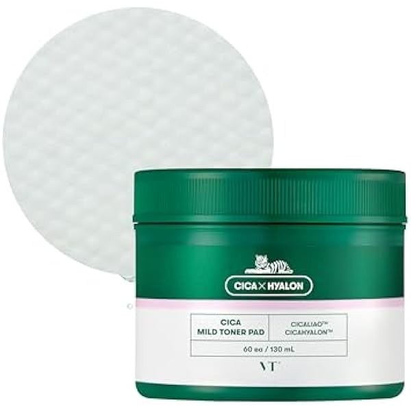 VT COSMETICS CICA Mild Toner Pad (60 Pads) - Exfoliating,