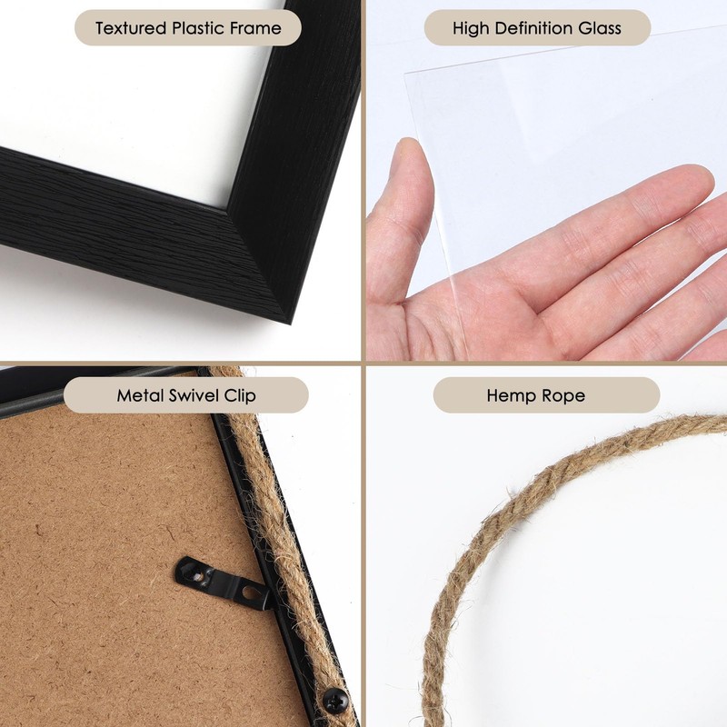 QUTREY Black 4x6 Hanging Picture Frames Set of 2, 4