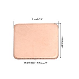 sourcing map Heat Sink Copper Pad Washer 15mm x 15mm x 1mm Heat Conductive Heatsink for Electronic Chip Cooling 12pcs