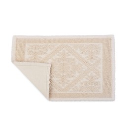 HomeLife Bath Mat in Cream Cotton 60 x 40 cm Made in Italy | Absorbent Bath Mat with Non-Slip Bottom | Washable Shower Mat | Sardo Shower Mat