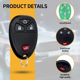 Keyless Entry 2 Pack Keyless Entry Remote Key 4 Buttons Fit for 2007-2016 Chevy Silverado Traverse Equinox Avalanche GMC Sierra Pontiac Torrent Saturn Outlook Vue