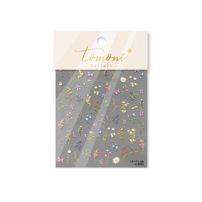 1pc Cute Flower Nail Art Stickers, 5D Embossed Nail Stickers