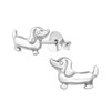Bungsa Dachshund Stud Earrings .925 Silver Dog (Earrings Real Jewellery