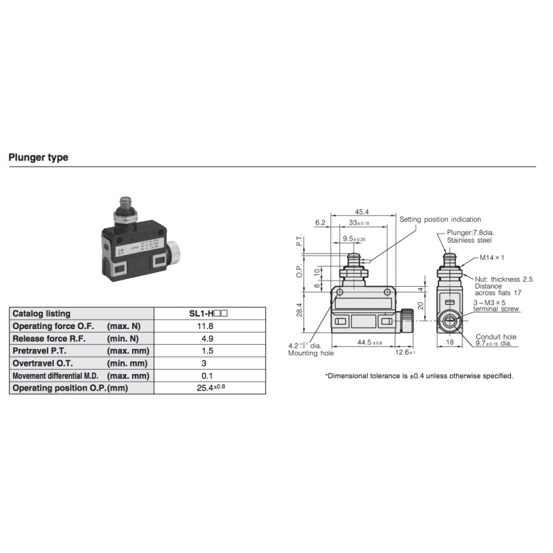 Yamatake / Azbil SL1-H Limit Switch / Micro Switch with