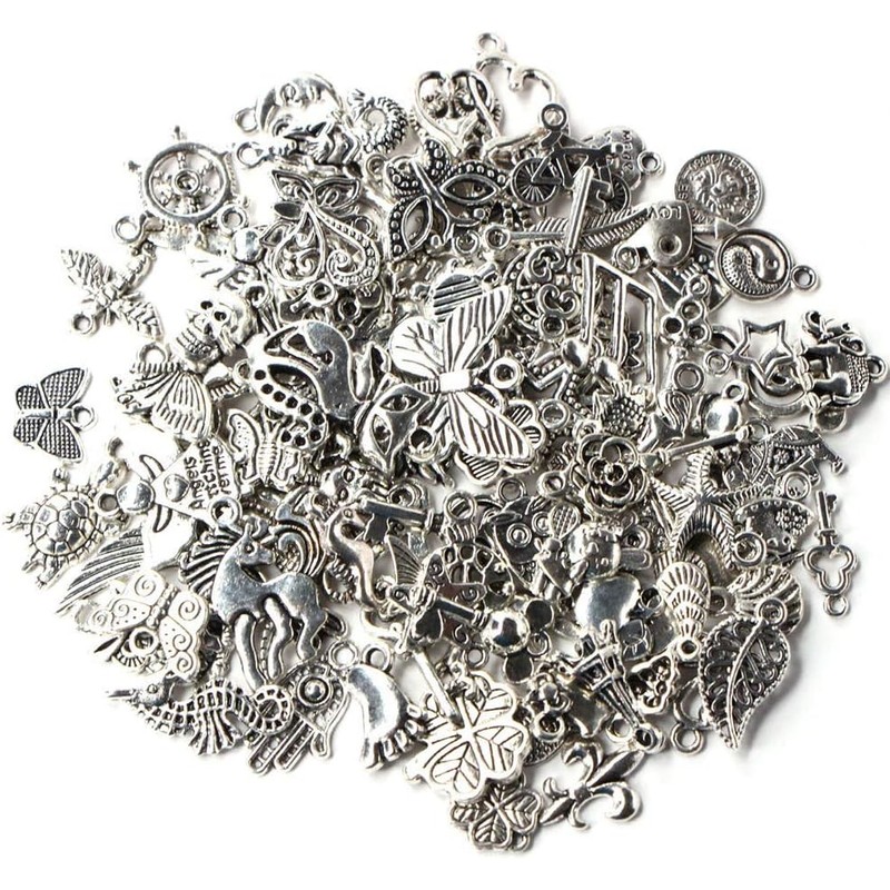 Set de 100 Piezas de Dijes Tibetanos accesorios de plata