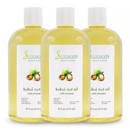 Soapeauty KUKUI NUT Oil Carrier Cold Pressed 100% Pure Natural 48 OZ(3 X 16 OZ)