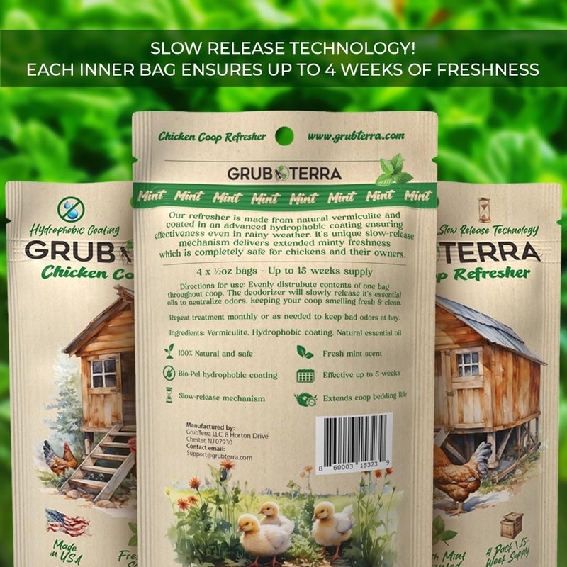 GrubTerra Coop Deodorizer Odor Eliminator for Chicken Pen Suitable for
