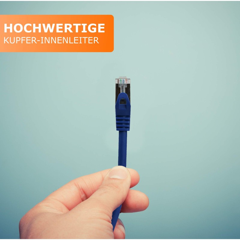 1aTTack.de 1,0m - blau - 1 Stück CAT.7 Netzwerkkabel Patchkabel