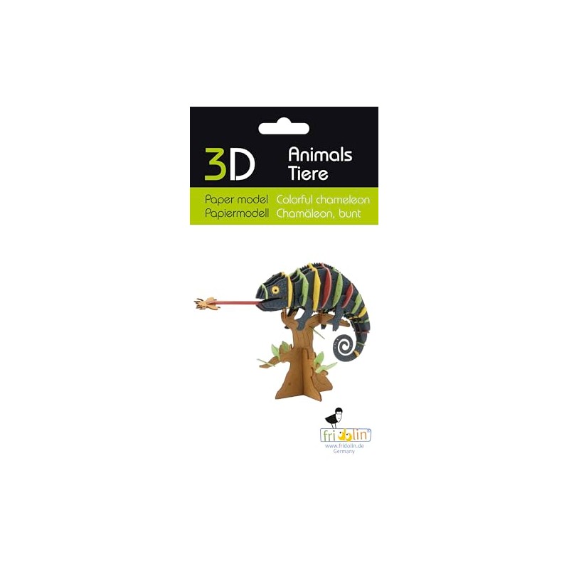 Fridolin 3D Paper Model - Chameleon, Colourful