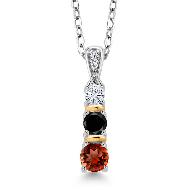 Gem Stone King 925 Silver and 10K Yellow Gold Garnet