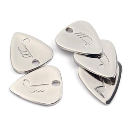 Púas De Guitarra De Metal Plateadas Ld02, Cómodas y Antideslizantes Para Guitarra Acústica y Clásica, Agujero Para Colgante, Accesorio Esencial Para Músicos