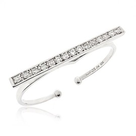 Sovats Women's Two Finger Band Ring CZ, Sterling Silver, Cubic Zirconia