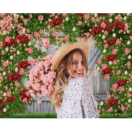 Spring Backdrop 10x8ft Floral Barn Door Easter Flower Wall Backdrops for Photography Background Birthday Bridal Shower Wedding Photo Backdrop Tea Party Decorations Photo Props