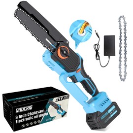 Mini Chainsaw 8-inch, Cordless Chain-saw Tool Set, Brushless Chainsaw with 1x 4.0Ah Batteries, Handheld Electric Power Chain Saw with Oiler, Safety Lock for Tree Trimming,Wood Cutting