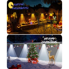 Solar Fence Lights Outdoor 12 Pack Upgraded High Brightness 3 LED Spot Lens Waterproof Deck Lights 7 Mode Warm&Cool White RGB Solar Powered Wall Lighting Decor for Outside Patio Step Backyard Railing